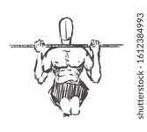 Man exercises in calisthenics, hand drawn. Street workout sketch vector illustration isolated on white background.