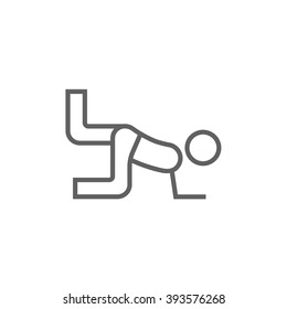 Man exercising buttocks line icon.