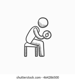 Man exercising with dumbbells vector sketch icon isolated on background. Hand drawn Man exercising with dumbbells icon. Man exercising with dumbbells sketch icon for infographic, website or app.