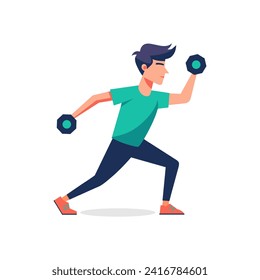 Man exercising. Flat graphic vector illustration on white background.