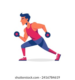 Man exercising. Flat graphic vector illustration on white background.