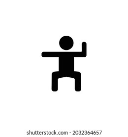 Mann, der ein Symbol einzeln auf weißem Hintergrund ausübt