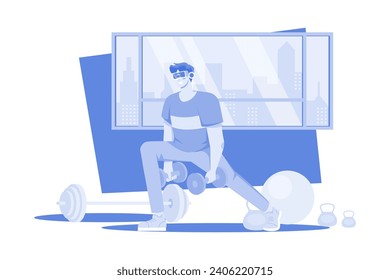 Man Exercising In The Metaverse