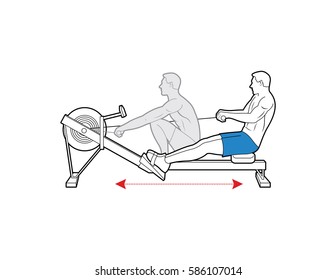 Man exercising on a rowing machine