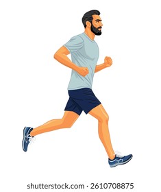 a man exercising running in casual clothes