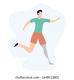 Gente haciendo ejercicio, entrenando ilustración plana. Promoción de la igualdad, persona con discapacidad caricaturista vectorial. Estilo de vida saludable, incluido el deporte