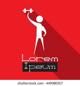 Man exercising with a weight. Vector illustration
