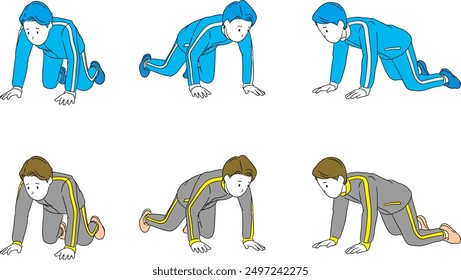 Man Exhausted and Kneeling in a Tracksuit Illustration