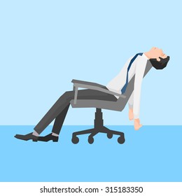 A man exhausted on a chair, simple design, vector illustration.