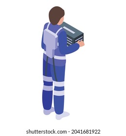 Man exoskeleton icon isometric vector. Body physiotherapy. Cyber worker