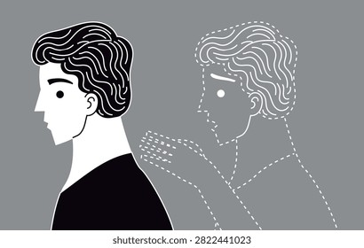 man experiencing depersonalization while seeing himself from outside his own body