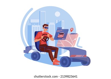 Der Mensch, der metaverse Welt Illustration Konzept. Flache Illustration einzeln auf weißem Hintergrund.