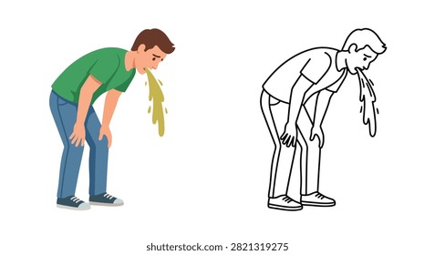 Man Experiencing Nausea Vector Illustration With White Background