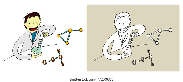 A man experimenting with something.