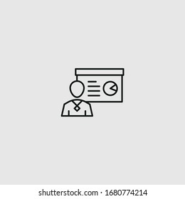 Man Explain Presentation Office Business Line Icon Office Pictogram