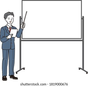 
Un hombre explicando en una pizarra