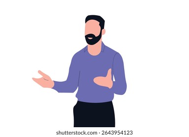 Man Explaining or Presenting Gesture vector illustration.