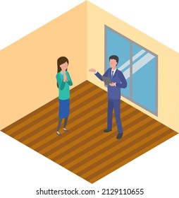 A man explaining in a real estate preview