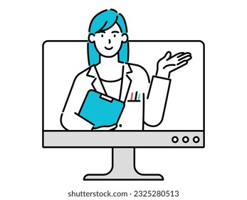 A man explaining something on a computer monitor