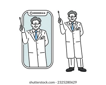 A man explaining something on a computer monitor