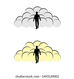 Man and explosion. Tough man. Vector illustration