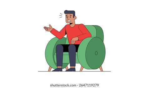 Man Expressing Frustration or Disappointment While Sitting in an Armchair During an Intense Conversation