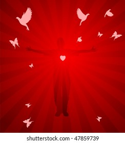 Man expressing glory form his heart.