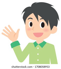 man expression and emotions,wave hands