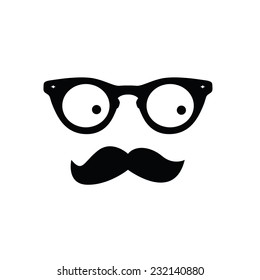 man with eye glasses and mustache vector illustration