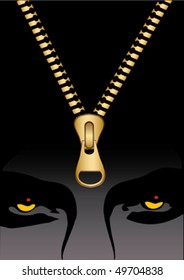 Man eye and gold zip