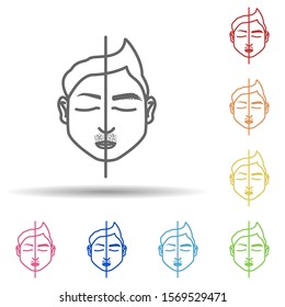 Man eyebrow cutting in multi color style icon. Simple thin line, outline vector of anti age icons for ui and ux, website or mobile application