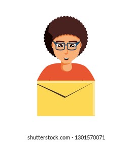 man with eyeglasses and envelope mail