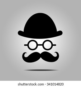 Man with Eyeglasses and Mustache , Hipster Concept