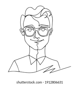 Man in eyeglasses smiling portrait line art