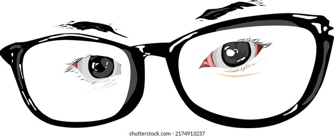 Man eyes with glasses illustration
