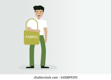 Man with fabric bag, Global Warming concept