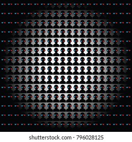 man face with 3d glasses set illustration on black background
