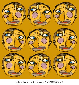 Man face abstract style seamless vector illustration design