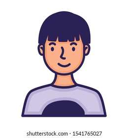 man face avatar character fill style vector illustration design