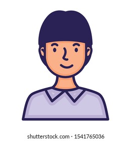 man face avatar character fill style vector illustration design