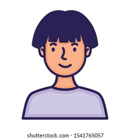 man face avatar character fill style vector illustration design