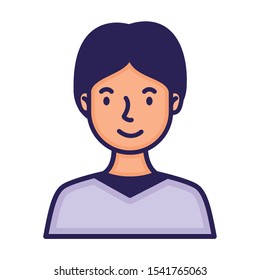 man face avatar character fill style vector illustration design