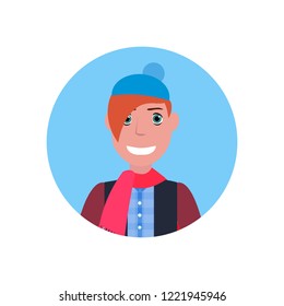 man face avatar happy new year merry christmas concept male cartoon character portrait isolated vector illustration