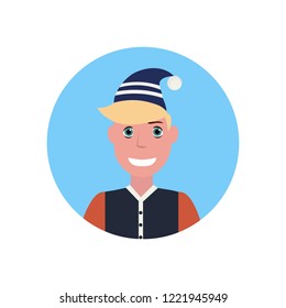 man face avatar happy new year merry christmas concept male cartoon character portrait isolated vector illustration
