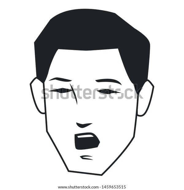 Man Face Avatar Screaming Black White Stock Vector (Royalty Free ...