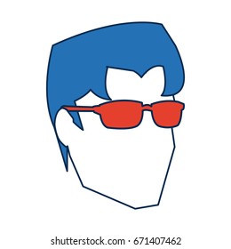 man face avatar wear glasses and blue hairstyle