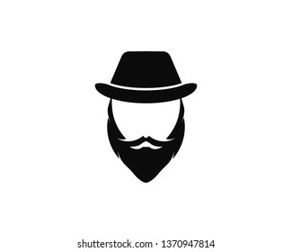 man face with beard and cap logo template vector icon illustration design 