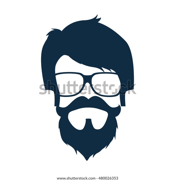 Man Face Beard Glasses Stock Vector (Royalty Free) 480026353