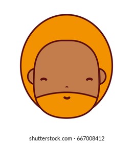 man face with beard and hairstyle to avatar kawaii