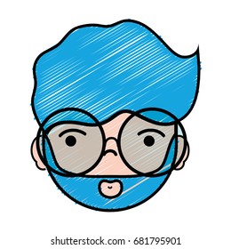 man face with beard and hairstyle design